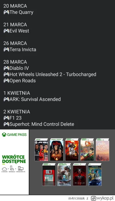 m4rciniak - Nowa rozpiska #xbox #gamepass
Fajna :-)