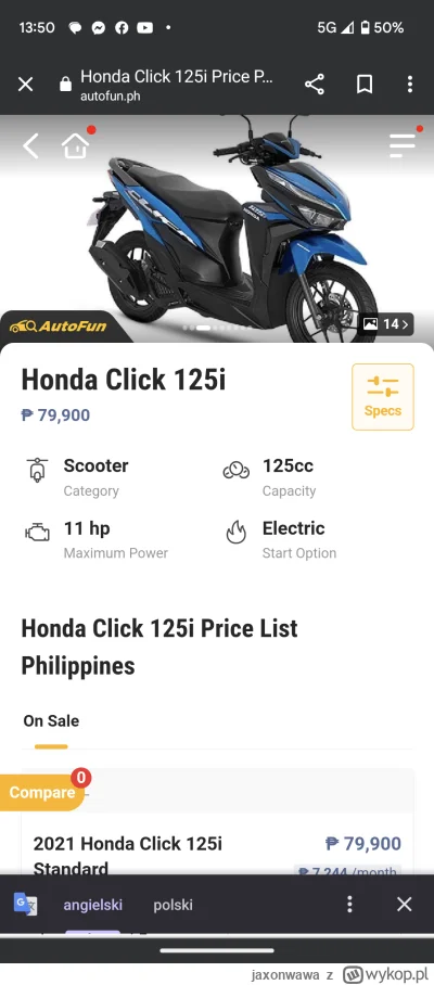 jaxonwawa - @dizel81: to na bank lipa na Filipinach taki motocykl to koszt max 6k pln...