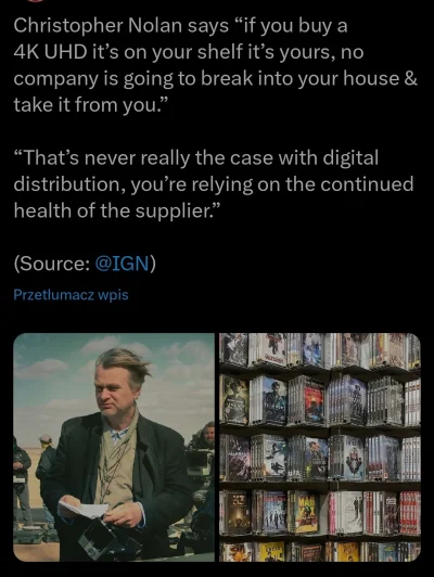 W.....r - Reżyser Christopher Nolan o wyższości tradycyjnych płyt nad filmami w wersj...