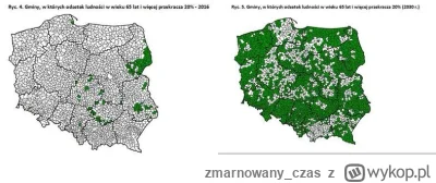 zmarnowany_czas - Na zielono zaznaczone są gminy, w których udział osób powyżej 65 ro...