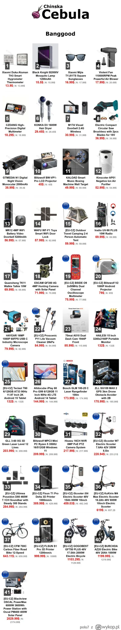 polu7 - Witam, dzisiejsze promocje z #banggood

Linki do promocji na moim telegramie ...