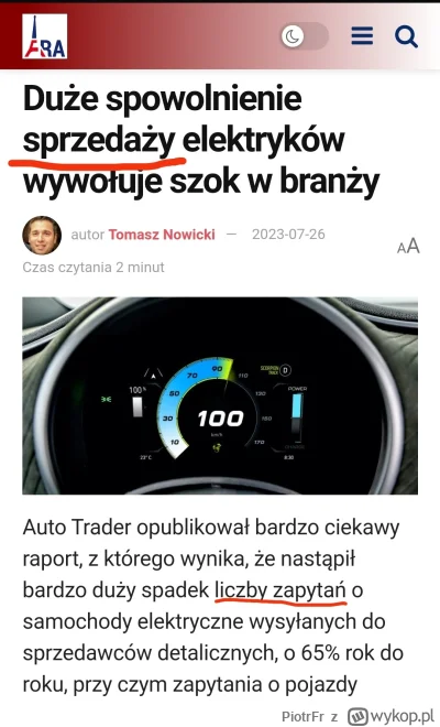 PiotrFr - Parę dni temu francuskie wrzucili artykuł, że na rynku dramat, bo spada ilo...