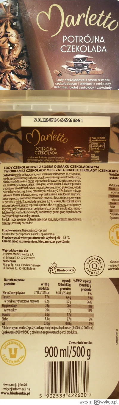 wkto - #listaproduktow
#lodypudelko Potrójna Czekolada Marletto #biedronka
aktualny s...