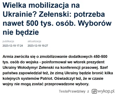 TeslaPrawdziwy - Prezydent Ukrainy powiedział, że wojsko potrzebuje zmobilizować 5000...