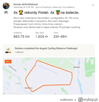 solimoes - Próba pobicia rekordu świata w  jeździe na rowerze- 24h przez Damiana Pazi...