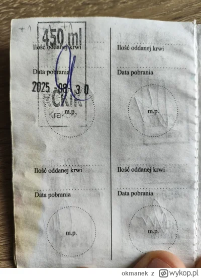 okmanek - 80 730 - 450 = 80 280
Data donacji - 30.08.2025
Rodzaj donacji - krew pełna...