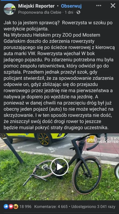 Poldek0000 - Rowerzysta winny? Tego się nie spodziewałem...
#rower #samochody