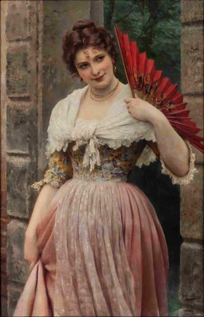 GARN - #sztuka #art #malarstwo #obrazy autor: Eugene de Blaas | A Young Lady with a R...