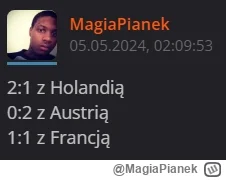 MagiaPianek - 2:1 z Holką było? było
1:3 z Austrią po skróceniu ułamka daje 0:2
1:1 z...