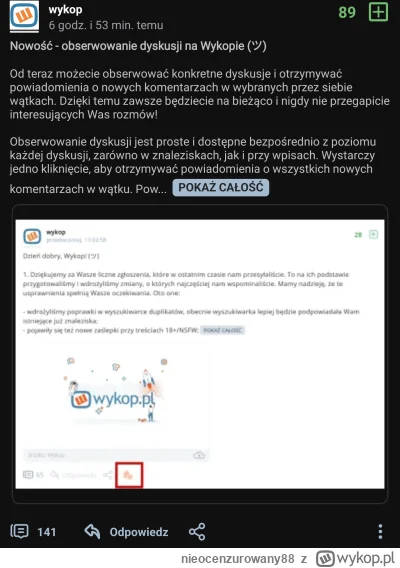 nieocenzurowany88 - @wykop fajna funkcja, jeszcze gdyby istniała to byłoby lepiej (na...