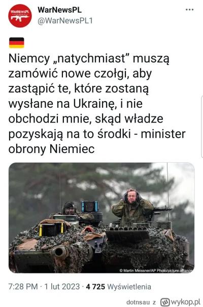 dotnsau - Ja pierd**e, przypominam że oni wysłali na Ukrainę 14 czołgów a gość się wy...
