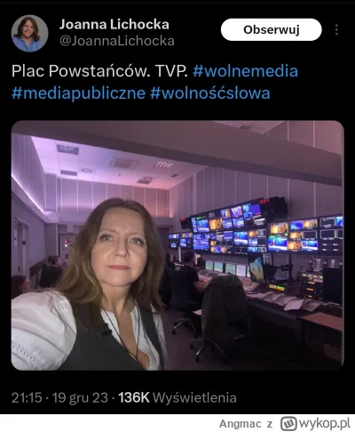 Angmac - Wolne media i wolność słowa są bronione z reżyserki TVP przez posłankę PiSu ...