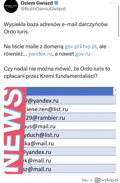 Sin- - Prezes ordo Iuris potwierdził, że wyciek jest prawdziwy ale rzekomo to „adresa...