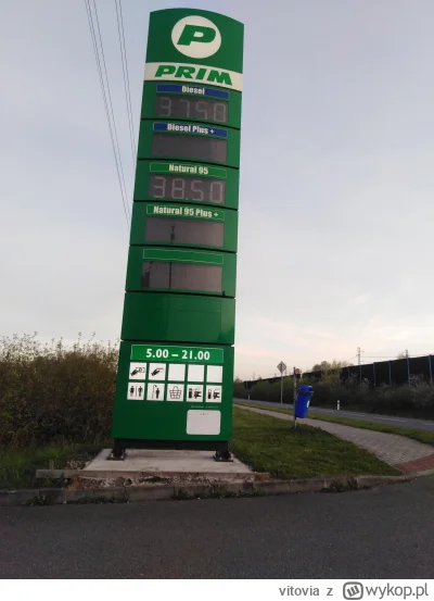 vitovia - Diesel: 37.50x0.167= 6.26zl
Benzyna: 38.50x0.167=6.42zl
W ciągu ostatniego ...