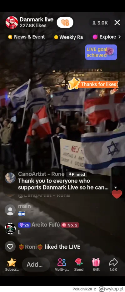 Poludnik20 - Na żywo. W Kopenhadze trwa właśnie demonstracja solidarności z Izraelem....
