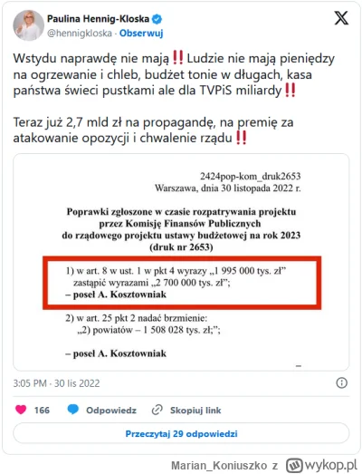 MarianKoniuszko - >to ze klepneli 3mld na TVP w tym momencie nie oznacza ze w przyszl...