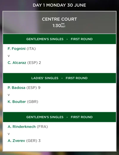 ice-numero-cinq - #tenis Poniedziałkowe mecze na korcie centralnym (od 14.30) i jedyn...