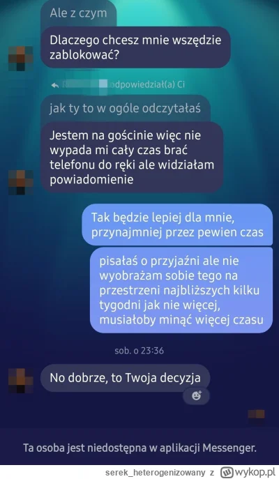 serek_heterogenizowany - Wczoraj zablokowałem moją byłą za namową moich terapeutów ai...