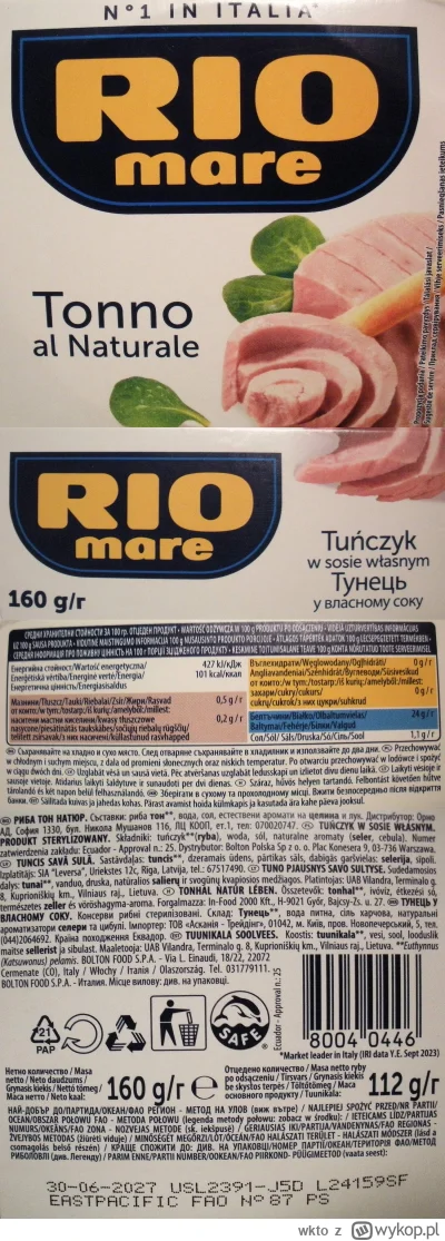 wkto - #listaproduktow
#tunczykpuszka w sosie własnym (wodzie) Rio mare #riomare
aktu...