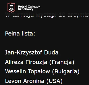 yosemitesam - #szachy 
PZSzach podaje, że wystąpi w Polsce niejaki Levon Aronina.