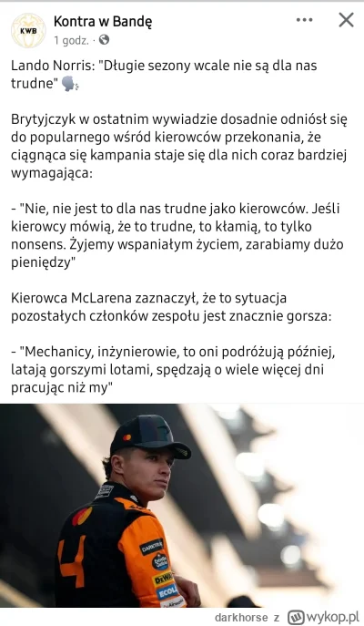 darkhorse - #f1 Norris wyjątkowo nie plecie głópot. Może koledzy z tagu bardziej pami...