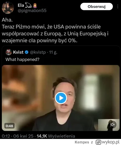 Kempes - #polityka #trump #musk #heheszki #gospodarka 

Musk chyba odstawił ketaminę....