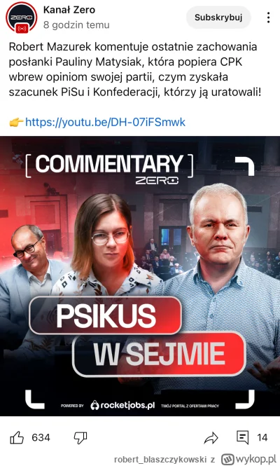 robert_blaszczykowski - @eduardo-garcia no no, mariusz, kanał zero jedyny prawdomówny...