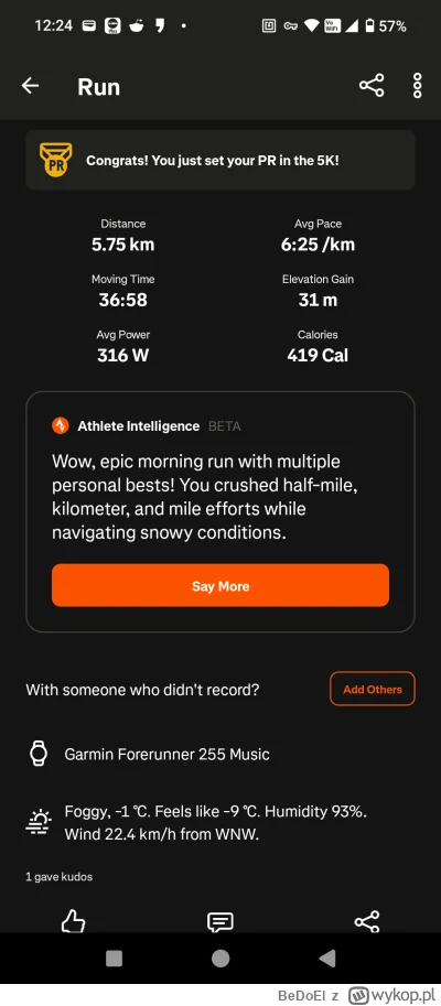 BeDoEl - 51 443,05 - 5,75 = 51 437,30

Może nie pierwszy bieg w tym roku, ale pierwsz...