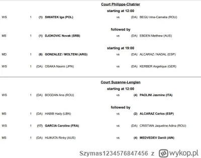 Szymas1234576847456 - Iga w sobotę o 12:00 zaczyna mecz pierwszej rundy. Reszta Polek...