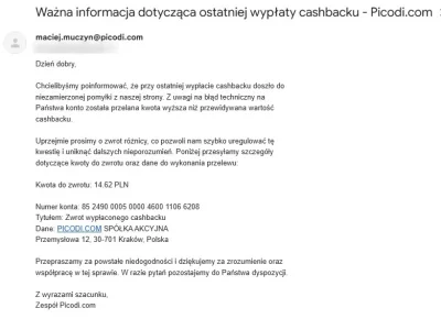 t.....o - #picodi to scam? Wysyłają kasę, a potem żądają zwrotu?! #cashback