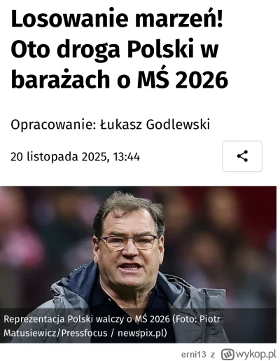 erni13 - Po czym poznać, że nie awansujemy? Ano po takich nagłówkach XD

Nigdy się ma...