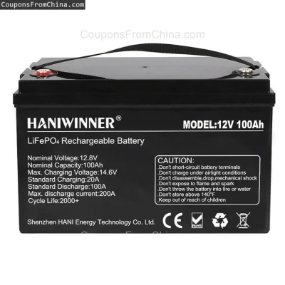 n____S - ❗ HANIWINNER 12.8V 100Ah LiFePO4 Battery Pack 1280Wh [EU]
〽️ Cena: 328.64 US...