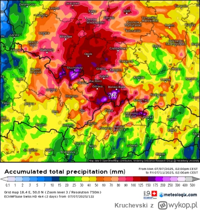 Kruchevski - #pogoda Taki model numeryczny SwissHD prognozuje opad +200 mm w Głuchoła...