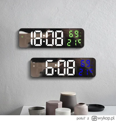 polu7 - AGSIVO Digital Wall Clock Alarm Clock w cenie 12.99$ (51.58 zł) | Najniższa c...