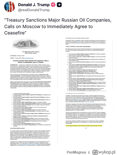 PanMagnus - #ukraina #usa nakłada sankcje na Rosnieft i Łukoil!