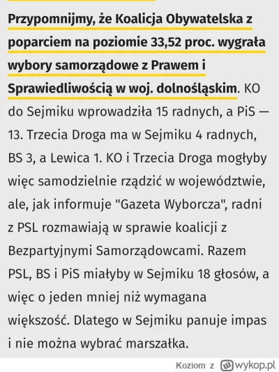 Koziom - Jaki cel ma tych 2 radnych PSL'u by przechodzić na stronę PiSu i Bezpartyjny...