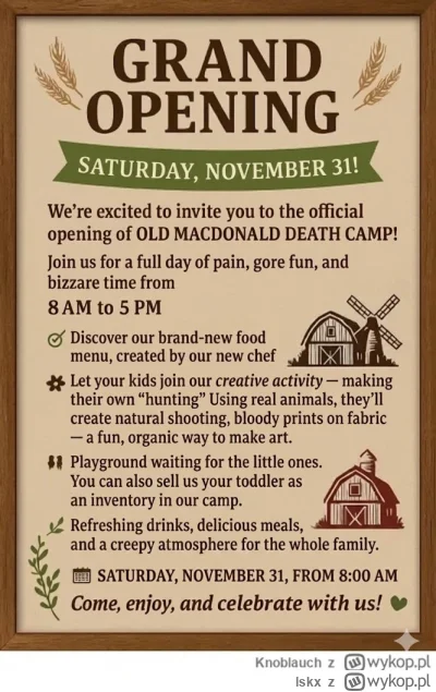 lskx - #raportzpanstwasrodka @Knoblauch wstawił plakat na otwarcie Klapkobozu. 

Popr...