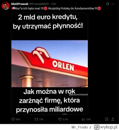 Mr_Frodo - ratunku orlen upada po raz trzeci w tym roku, przywrócić obajtka i morawie...