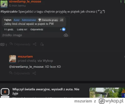 mszuriam - @streetlamplemoose: XD leze XD i jeszcze ten wpis, włączył  światła awaryj...