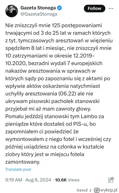 DaveZ - Ale Stonogę kukle swędzą z bólu, że dał się zrobić jak dziecko xD

#stonoga #...