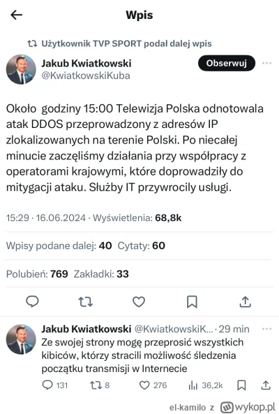 el-kamilo - @aldi7x: atak DDoS spowodował, że im serwery zapchało