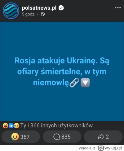volodia - Prawie 200 reakcji to śmiech.
Nieźle Putin zakręcił korbą. Większość ludzi ...