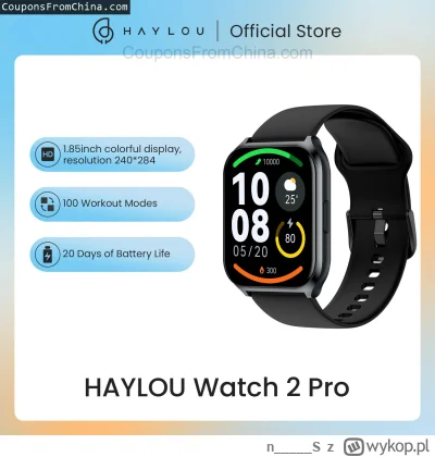 n____S - ❗ HAYLOU Smart Watch 2 Pro
〽️ Cena: 23.37 USD (dotąd najniższa w historii: 2...