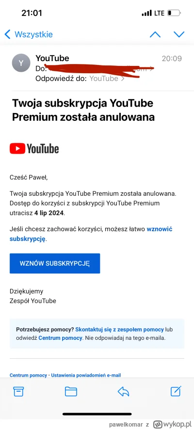pawelkomar - Czy to już koniec? ( ͡° ͜ʖ ͡°) 
YouTube premium kupiłem na wakacjach w T...