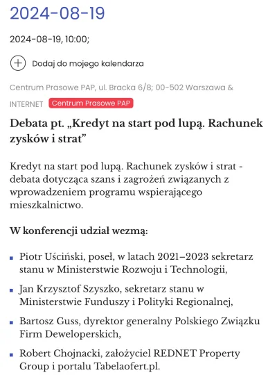 wizytaKomornika - W PAP planują debatę na temat kredytu na start. Spójrzcie na gości....