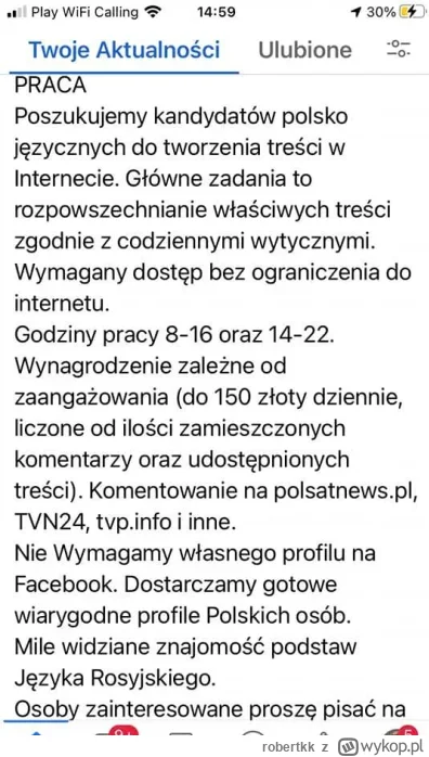 robertkk - @Pazuzuu: poszukaj w ogloszeniach o prace, rowniez na facebooku