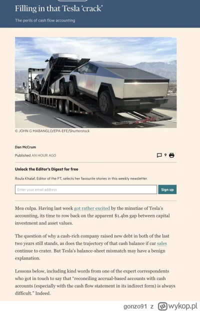 gonzo91 - #gielda #tesla
W zeszłym tygodniu FT sugerował, że gdzieś Tesli zniknęło 1....