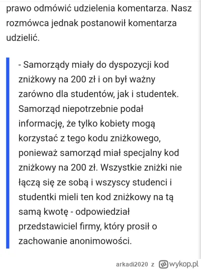 arkadi2020 - Z tego tłumaczenia wychodzi że były kody osobne dla studentów i studente...
