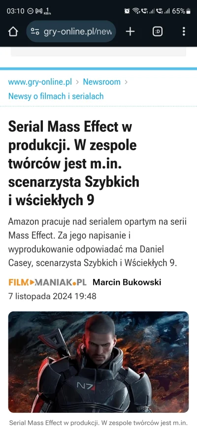 r5678 - #masseffect 

Nie ważne czy to filmy seriale gry wydarzenia polityka. Jak dzi...