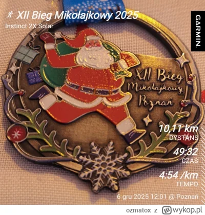 ozmatox - 1 692,53 - 10,11 = 1 682,42

XII Bieg Mikołajkowy - zaliczony
Ło Pany, ale...